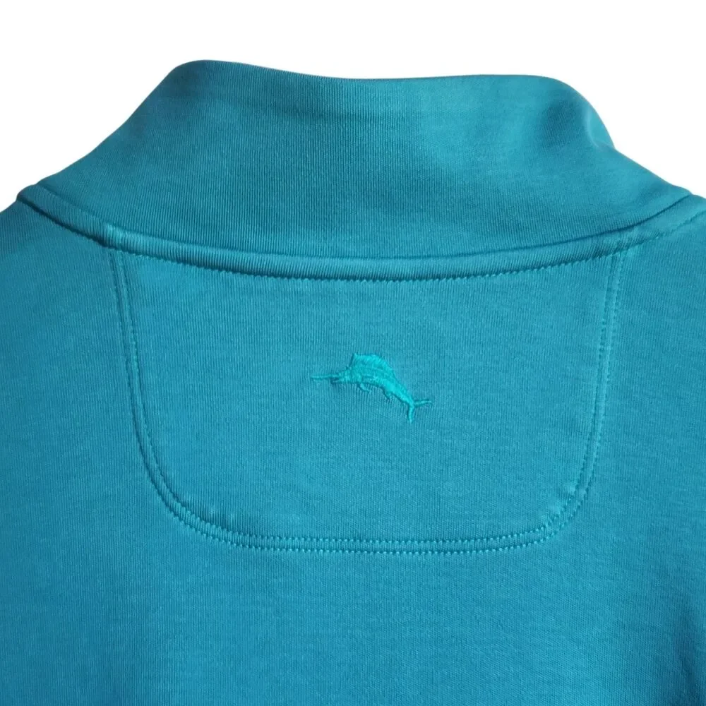 Tommy Bahama Men’s XL Teal 1/4 Zip Sweatshirt 100% Pima Cotton Marlin Logo